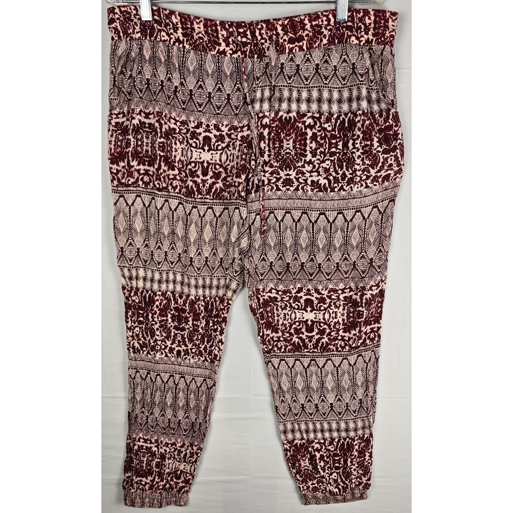 Lot of 2 Wet Seal Boho Harem Pants‎ Size Large Joggers Maroon & Blue Paisley